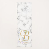 Moderne monogram witte marmer monogram met gemarme yogamat (Voorkant)