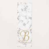 Moderne monogram witte marmer monogram met gemarme yogamat (Achterkant)