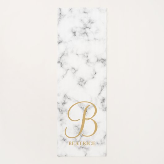 Moderne monogram witte marmer monogram met gemarme yogamat (Achterkant)