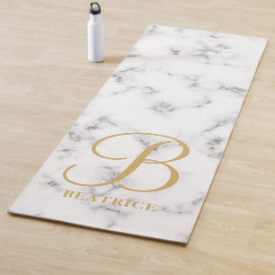 Moderne monogram witte marmer monogram met gemarme yogamat