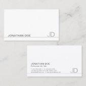 Moderne Monogram witte plaat Professionele Elegant Visitekaartje (Voorkant / Achterkant)