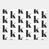 Moderne monogram witte zwarte aangepaste initiaal  inpakpapier vel (Voorkant 3)