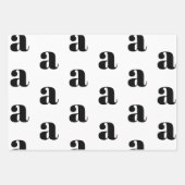 Moderne monogram witte zwarte aangepaste initiaal  inpakpapier vel (Voorkant 2)