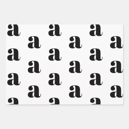 Moderne monogram witte zwarte aangepaste initiaal  inpakpapier vel (Voorkant 2)