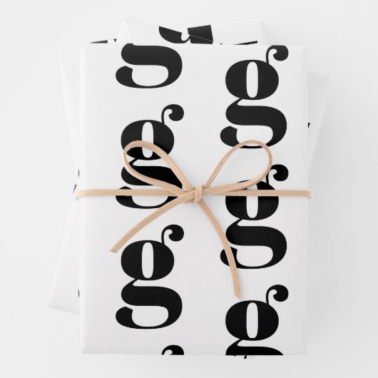 Moderne monogram witte zwarte aangepaste initiaal  inpakpapier vel (In situ)