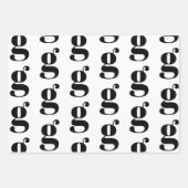 Moderne monogram witte zwarte aangepaste initiaal  inpakpapier vel (Voorkant)