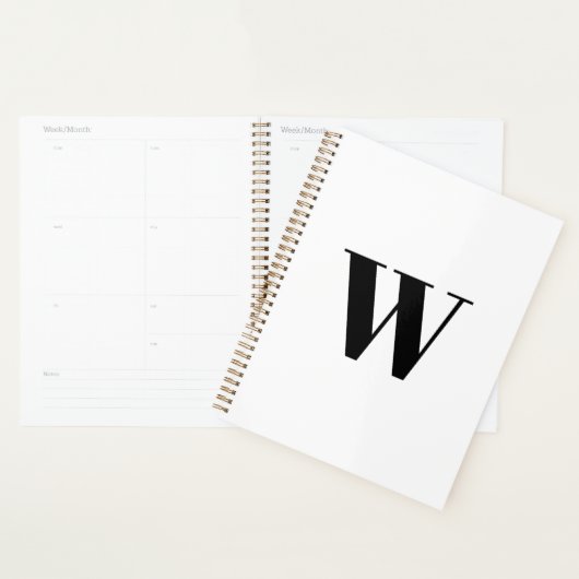 Moderne monogram witte zwarte aangepaste initiaal planner (Display)