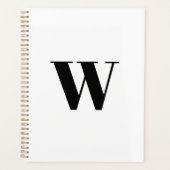 Moderne monogram witte zwarte aangepaste initiaal planner (Voorkant)