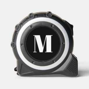 Moderne monogram witte zwarte aangepaste initiaal rolmaat