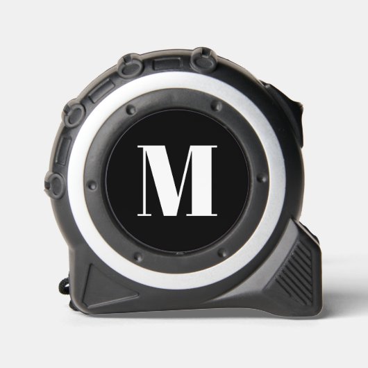Moderne monogram witte zwarte aangepaste initiaal rolmaat (Voorkant)
