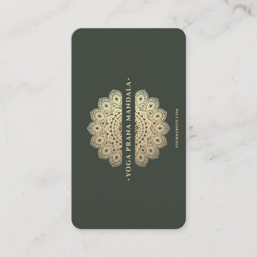 Moderne Monogram Yoga Instructeur Groen Goud Manda Visitekaartje (Voorkant)