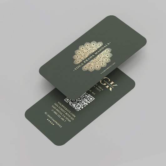Moderne Monogram Yoga Instructeur Groen Goud Manda Visitekaartje