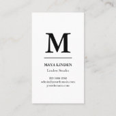 Moderne Monogram Zakelijke Pas - Zwart & Wit Visitekaartje (Achterkant)
