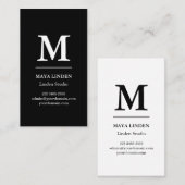 Moderne Monogram Zakelijke Pas - Zwart & Wit Visitekaartje (Voorkant / Achterkant)