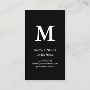 Moderne Monogram Zakelijke Pas - Zwart & Wit Visitekaartje