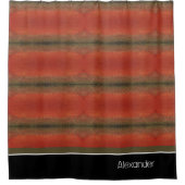 Moderne Monogram Zalm Vis Design Zwart Wit Rood Douchegordijn (Voorkant)