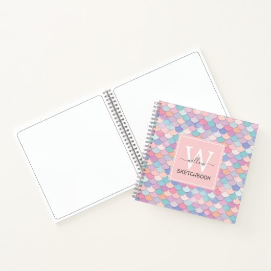 Moderne monogram  Zeemeermin Bleke roze ketting Notitieboek (Binnen)