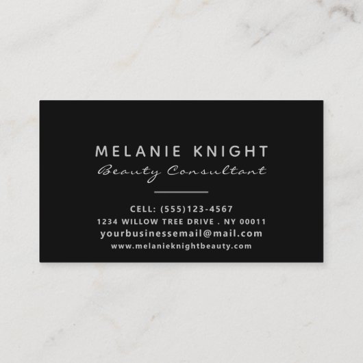 Moderne Monogram Zilveren Rand Minimalistisch Visitekaartje (Achterkant)