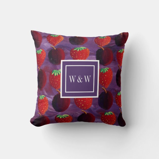 Moderne Monogram Zomerfruit Kussen (Voorkant)