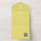 Moderne Monogram Zonnebloem Gele QR-code All In One Uitnodiging (Binnen)