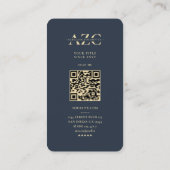 Moderne Monogram Zoologie Zooloog Donkerblauw Goud Visitekaartje (Achterkant)