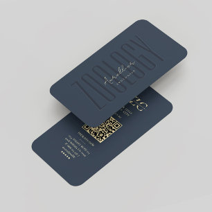 Moderne Monogram Zoologie Zooloog Donkerblauw Goud Visitekaartje