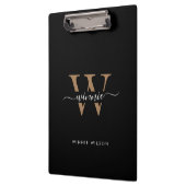 Moderne Monogram Zwar Goud Minimalistisch Script N Klembord (Links)