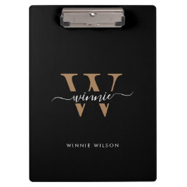 Moderne Monogram Zwar Goud Minimalistisch Script N Klembord