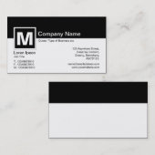 Moderne monogram - zwart en wit visitekaartje (Voorkant / Achterkant)