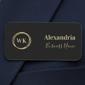 Moderne Monogram Zwart Goud Medewerker Naamplaatje