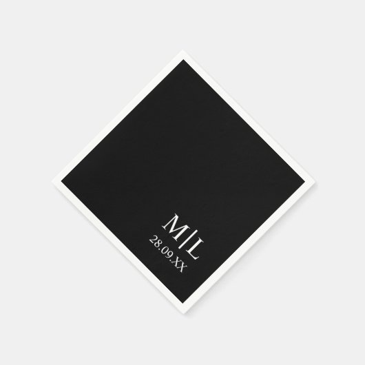 Moderne Monogram Zwart Minimalistische Custom Wedd Servet (Hoek)