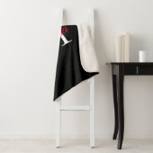 Moderne monogram zwart rood sherpa deken (In situ)