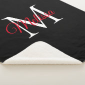 Moderne monogram zwart rood sherpa deken (3/4)