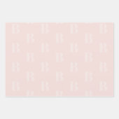 Moderne monogram zwart roze aangepast initiaal pat inpakpapier vel (Voorkant 2)