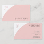 Moderne monogram zwart roze wit legant eenvoudig visitekaartje (Voorkant / Achterkant)