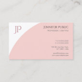 Moderne monogram zwart roze wit legant eenvoudig visitekaartje (Achterkant)