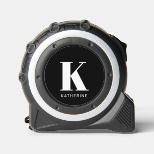 Moderne monogram zwart wit aangepaste naam initiaa rolmaat