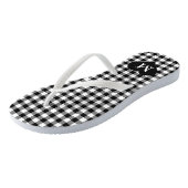Moderne Monogram Zwart-wit cheques Teenslippers (Schuin)