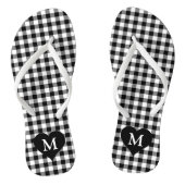 Moderne Monogram Zwart-wit cheques Teenslippers (Voetbed)