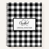 Moderne Monogram Zwart-Wit Plakken Notitieboek (Voorkant)