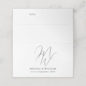 Moderne Monogram Zwart & Wit Trouwen Plaatskaartje (Buitenkant ongevouwen)