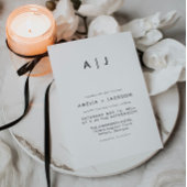 Moderne Monogram Zwart-witte bruiloft Kaart