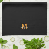 Moderne Monogram Zwarte Chic Theedoek (Gevouwen)