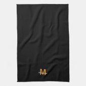 Moderne Monogram Zwarte Chic Theedoek (Verticaal)
