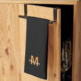 Moderne Monogram Zwarte Chic Theedoek