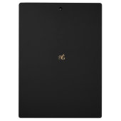 Moderne Monogram Zwarte en Gouden Schrift Klembord (Achterkant)