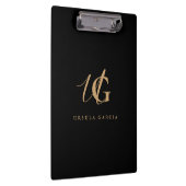 Moderne Monogram Zwarte en Gouden Schrift Klembord (Rechts)