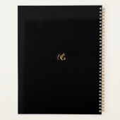 Moderne Monogram Zwarte en Gouden Schrift Planner (Achterkant)
