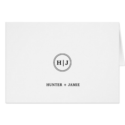 Moderne Monogram zwarte en witte briefkaart (Voorkant Horizontaal)