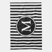 Moderne Monogram Zwarte En Witte Strepen Theedoek (Verticaal)